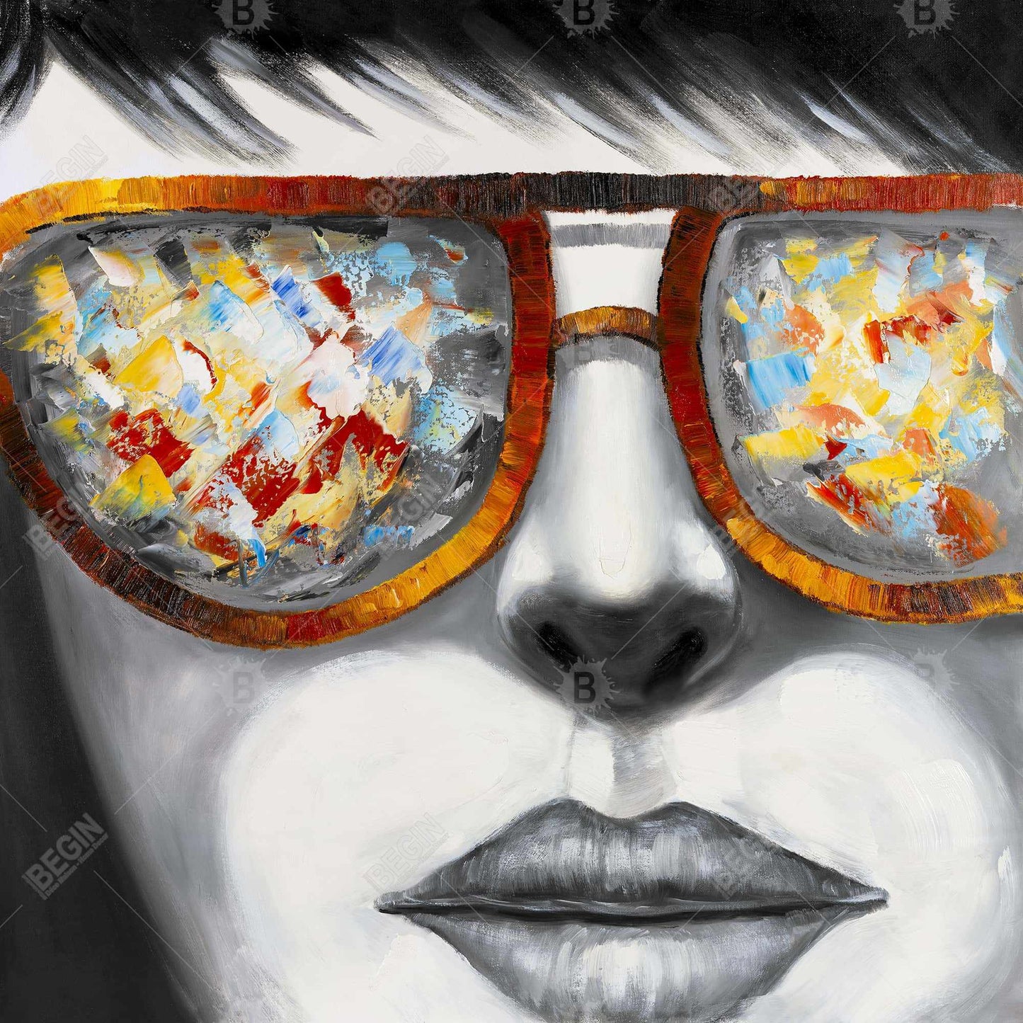 Contemporary Gray Canvas - Colorful Sunglasses Bedroom Decor