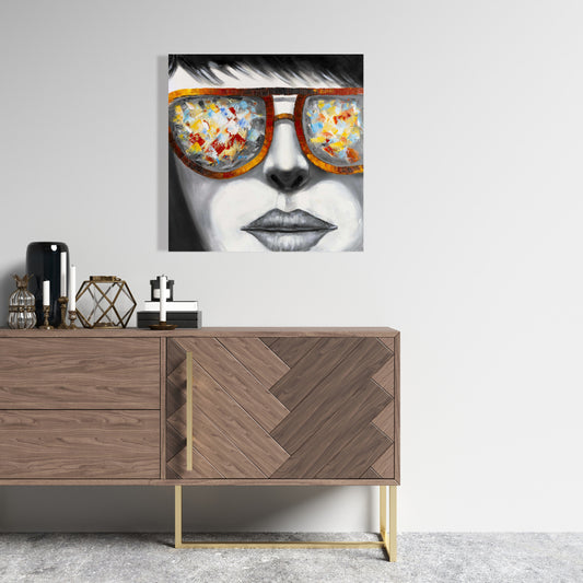 Contemporary Gray Canvas - Colorful Sunglasses Bedroom Decor