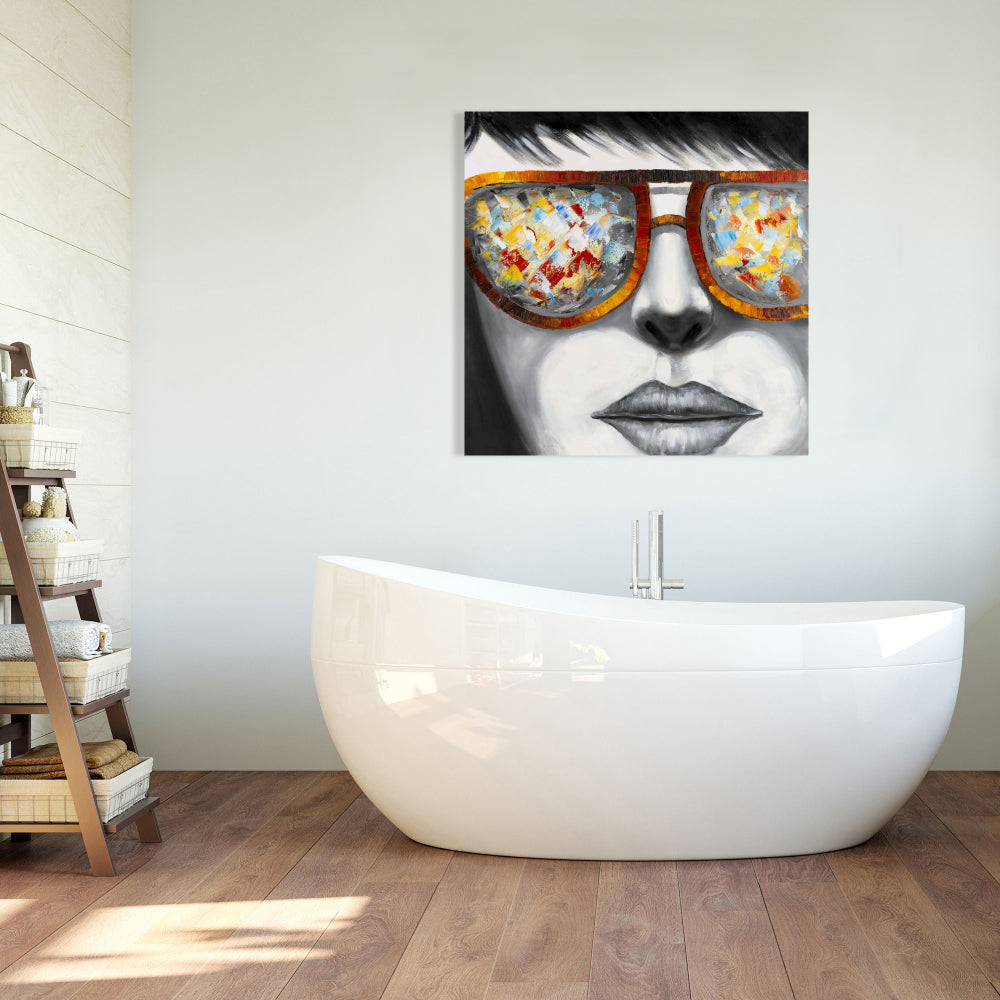 Contemporary Gray Canvas - Colorful Sunglasses Bedroom Decor