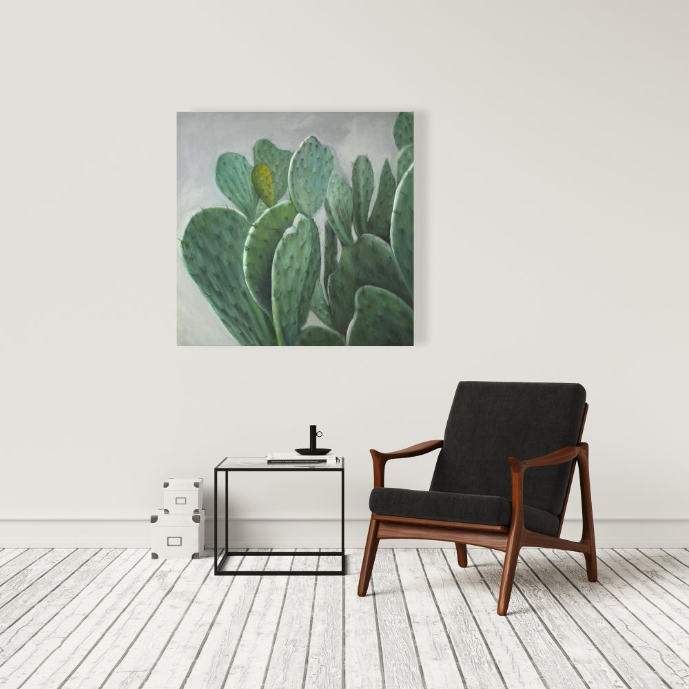 Paddle Cactus Gray Canvas | Exotic Bedroom Decor Wall Art