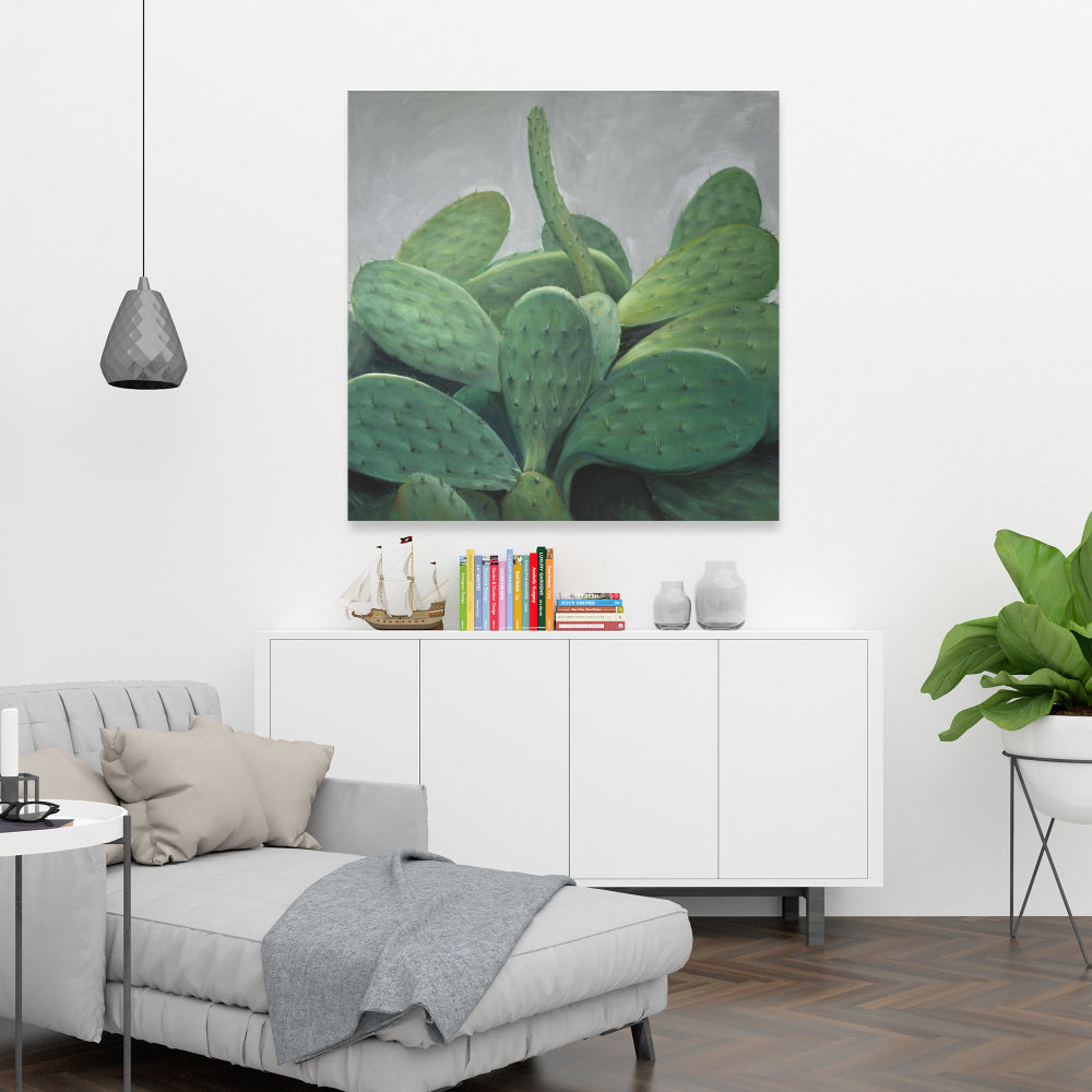 Cactus Bundle Exotic Gray Floral Botanical Canvas Home Decor