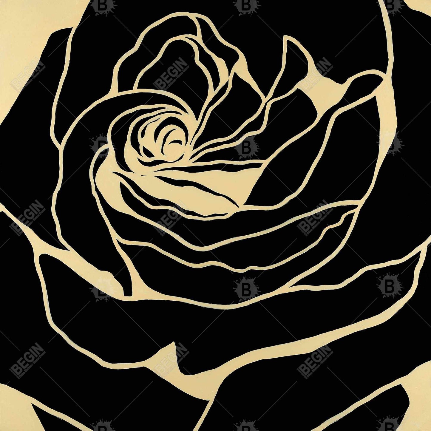 Silhouette d'une rose - Décoration sur toile encadrée à motif floral rétro
