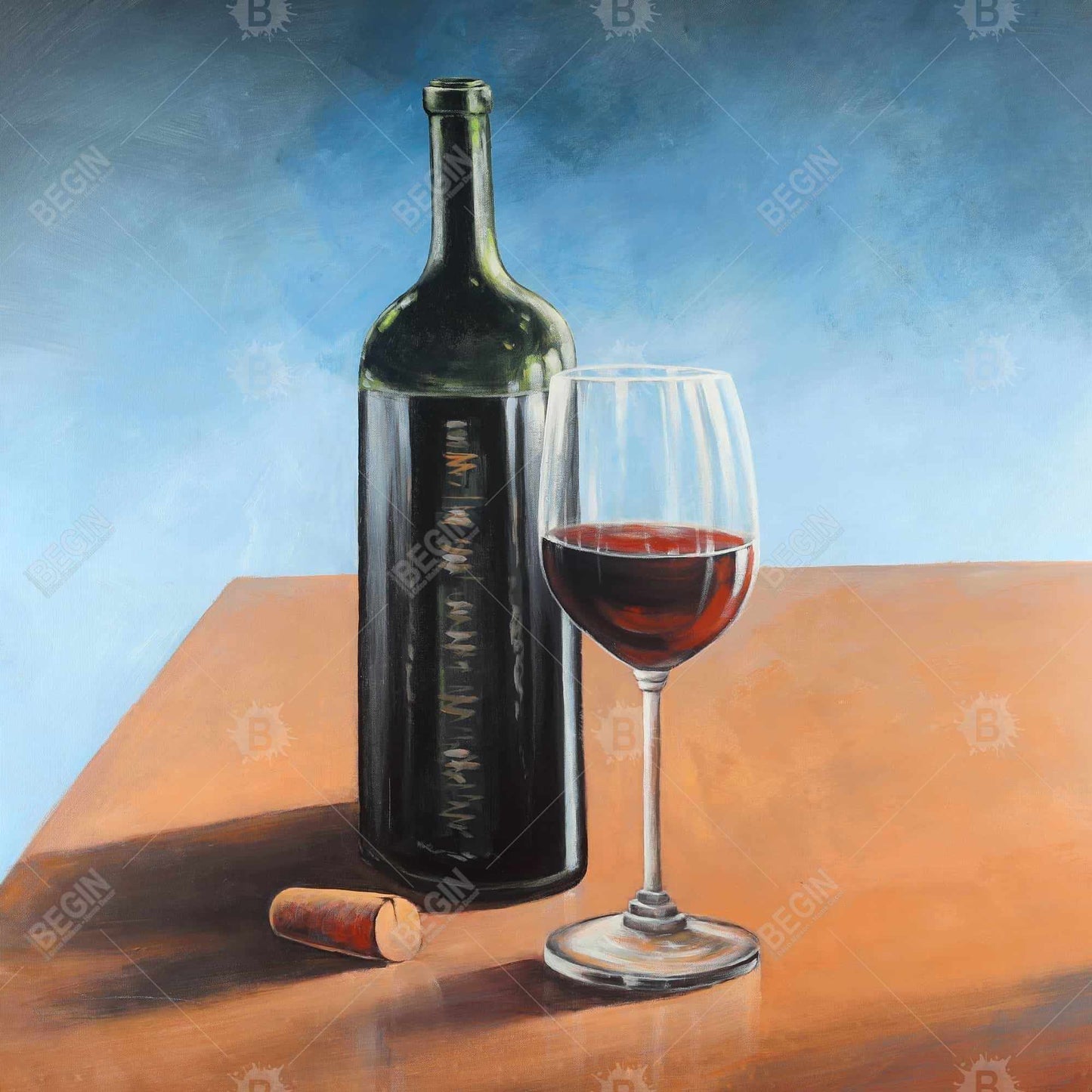 Romantic Kitchen Canvas - Bordeaux Bottle & Wine Glass Decor