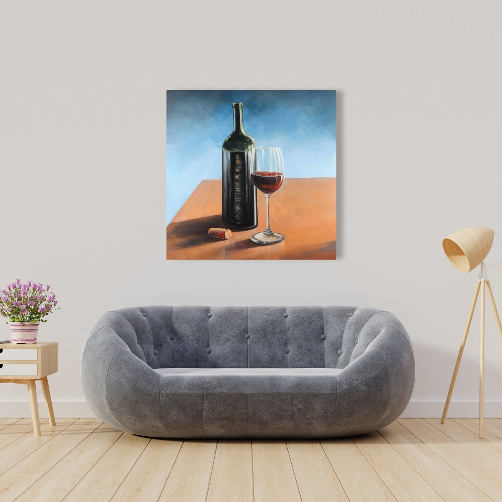 Romantic Kitchen Canvas - Bordeaux Bottle & Wine Glass Decor