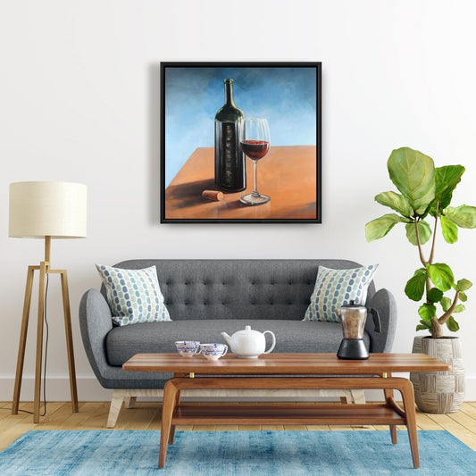 Romantic Kitchen Decor - Bordeaux Wine Glass Canvas Framed