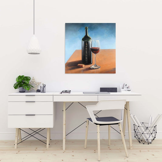 Romantic Kitchen Canvas - Bordeaux Bottle & Wine Glass Decor