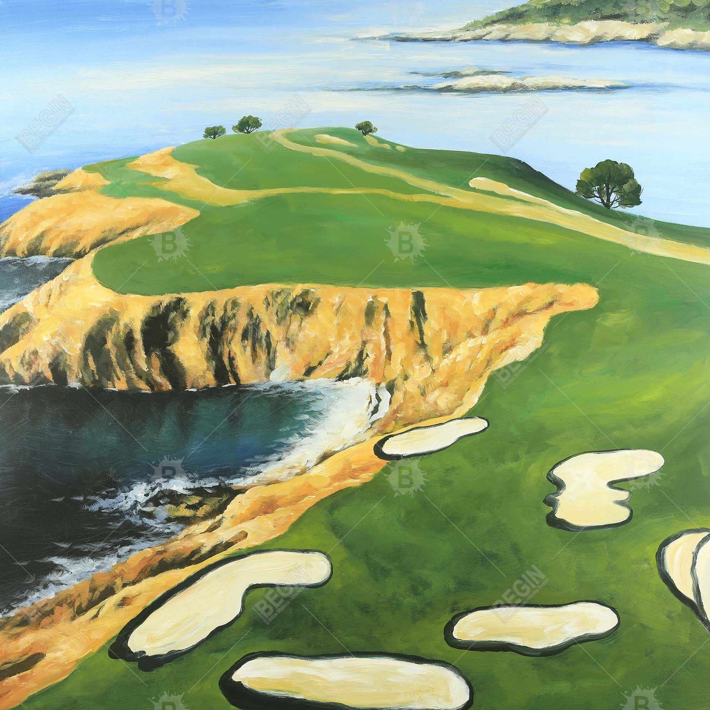 Blue Coastal Canvas - Pebble Beach Golf Links Home Decor