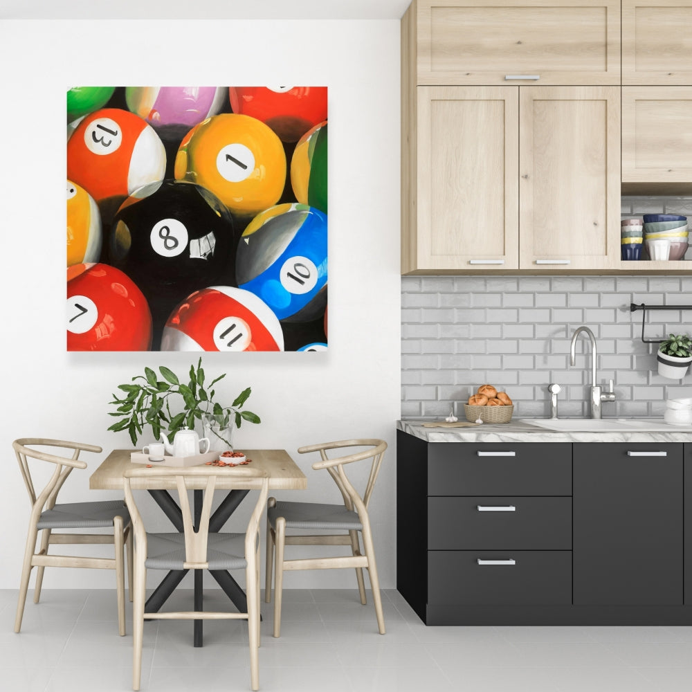 Pool Balls Closeup Canvas | Hyperrealist Home Decor Art