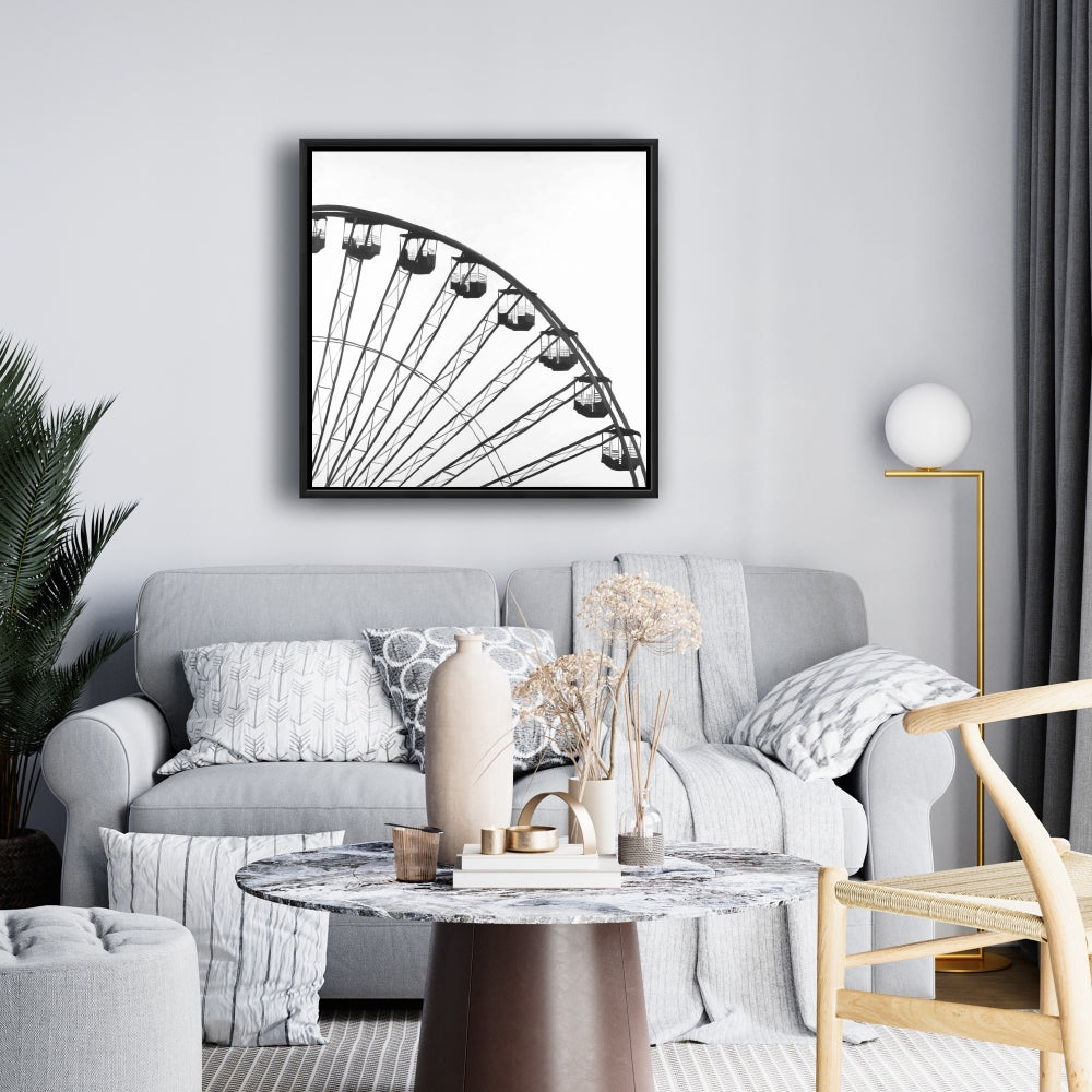 White Framed Canvas - Quarter of a Ferris Wheel - Bedroom Decor