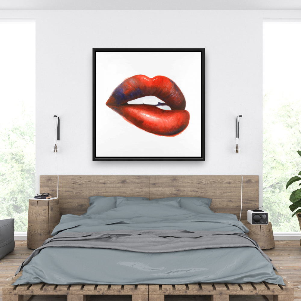 Toile « Beauté Rouge » - Magnifique œuvre d'art murale à la bouche rouge