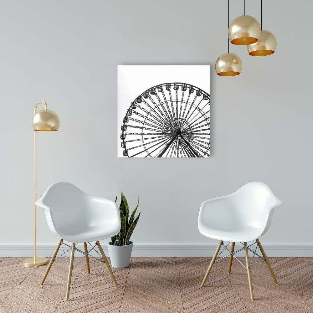 Monochrome Ferris Wheel Canvas | Architecture Home Decor