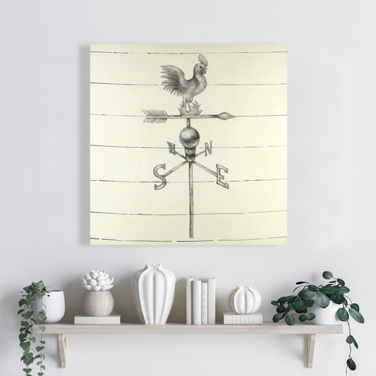Vintage Weathervane Farm Animals Rustic Gray Canvas Decor