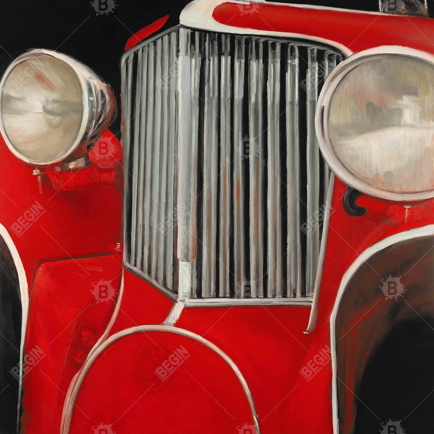 Toile Gros plan sur une voiture des années 50 | Décoration d'intérieur vintage