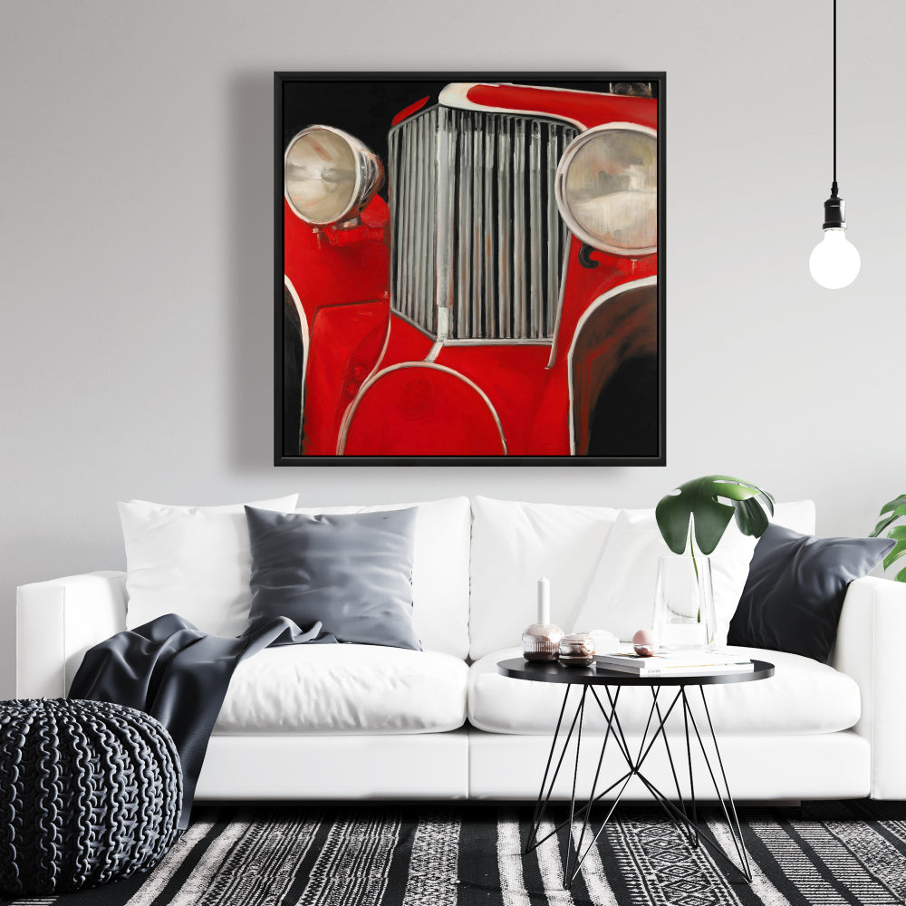Gray Car Transportation Canvas - 50's Closeup Home Decor