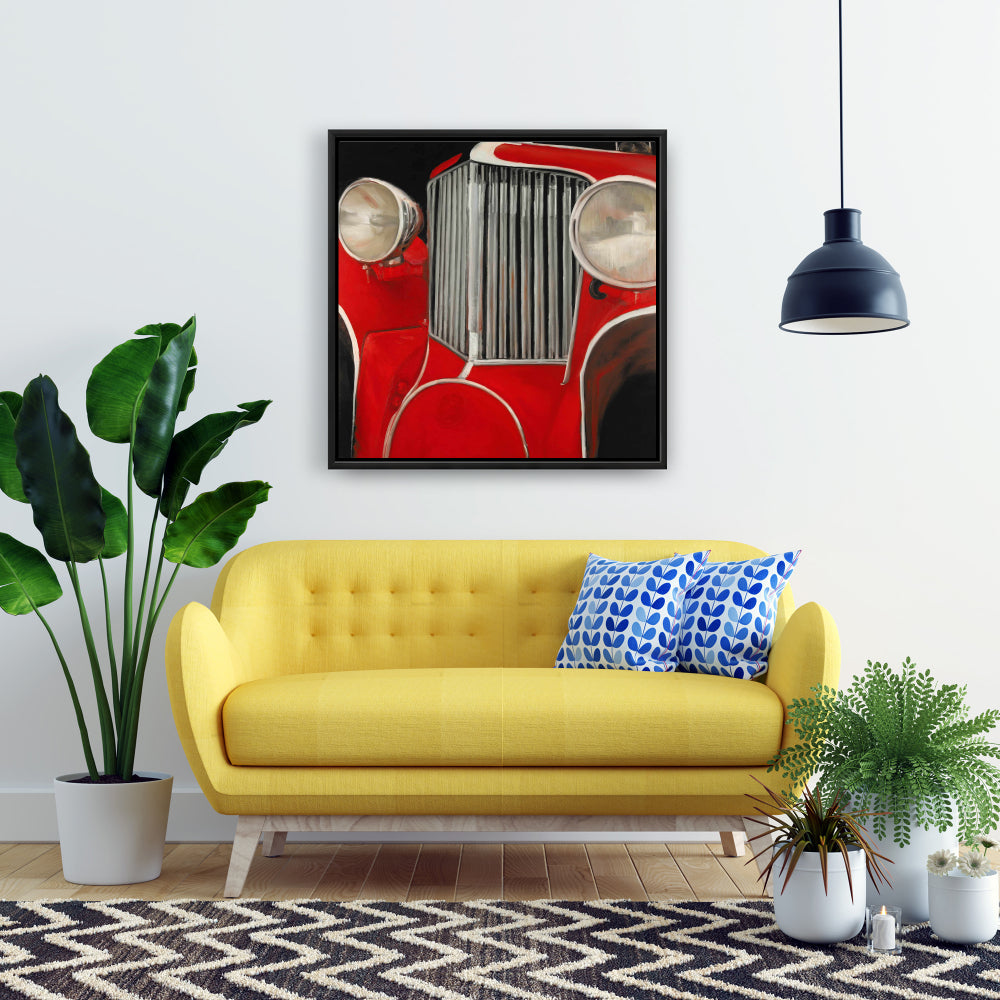 Gray Car Transportation Canvas - 50's Closeup Home Decor