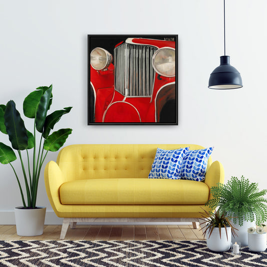 Toile représentant un véhicule gris - Gros plan des années 50