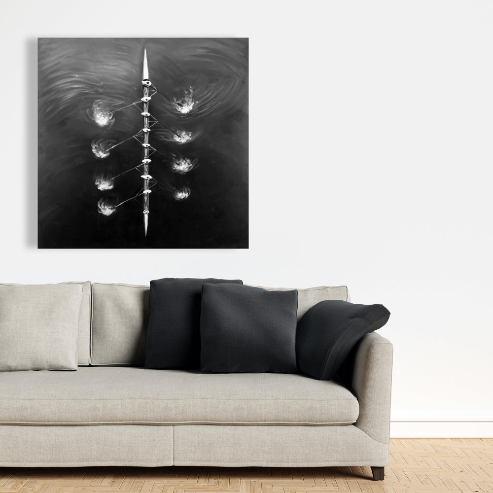 Rowing Boat Race White Canvas - Livingroom Sports Decor