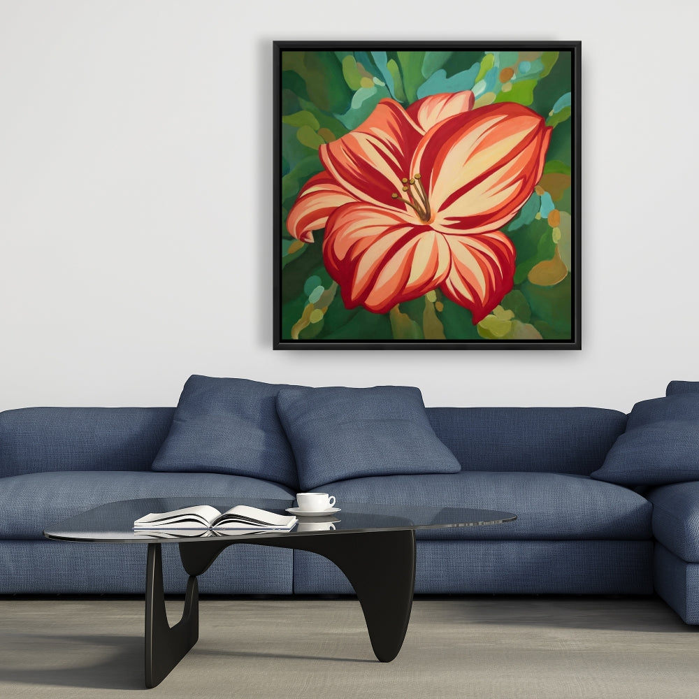Blooming Daylilies Red Botanical Canvas | Bedroom Home Decor