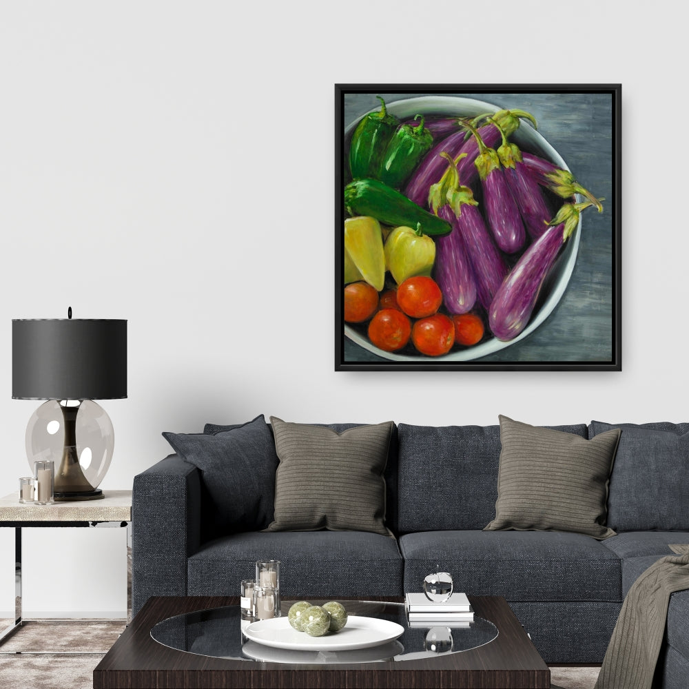 Bowl of Vegetables Purple Canvas | Hyperrealist Home Decor