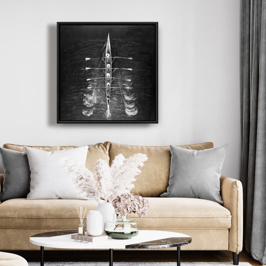 White Framed Rowing Boat Canvas - Sports & Games Home Decor