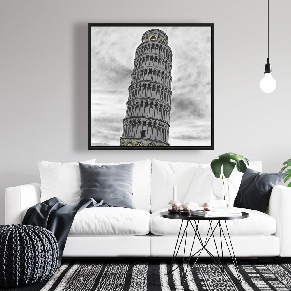 Toile de la Tour de Pise | Décoration d'intérieur : Construire des villes grises