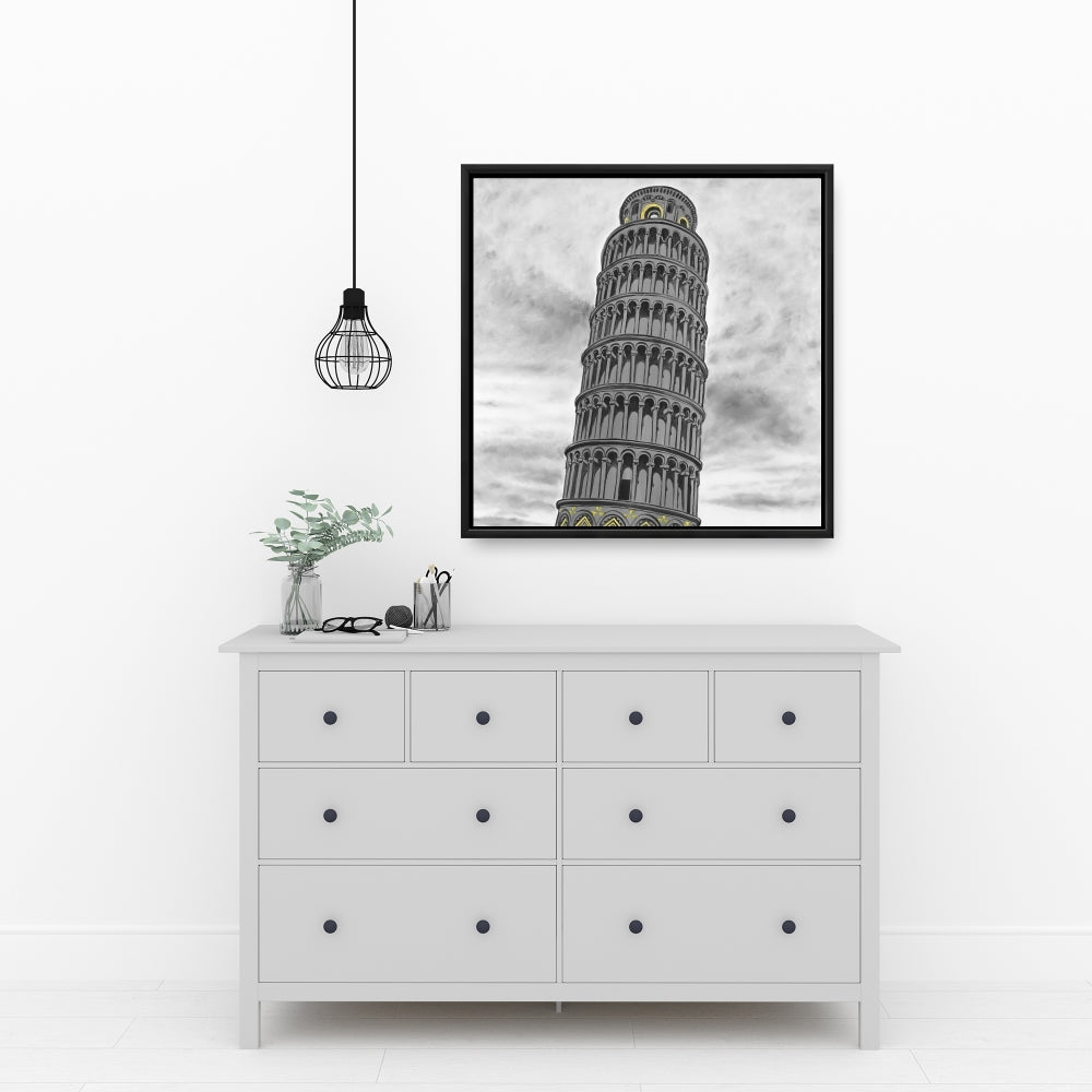 Toile de la Tour de Pise | Décoration d'intérieur : Construire des villes grises