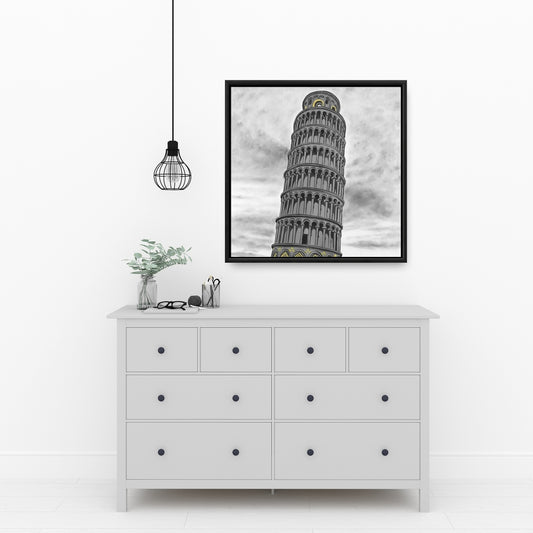 Toile de la Tour de Pise | Décoration d'intérieur : Construire des villes grises