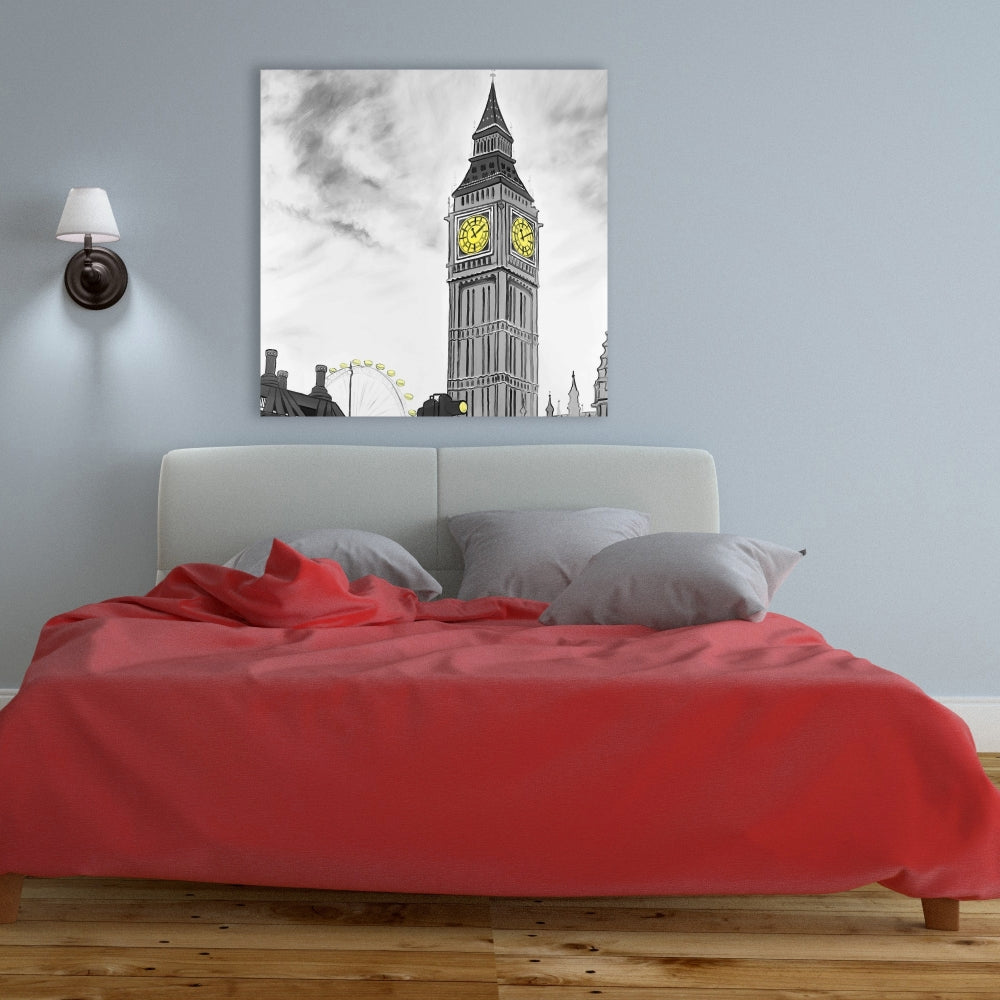 Outline of Big Ben in London Canvas | Bedroom Wall Art Decor