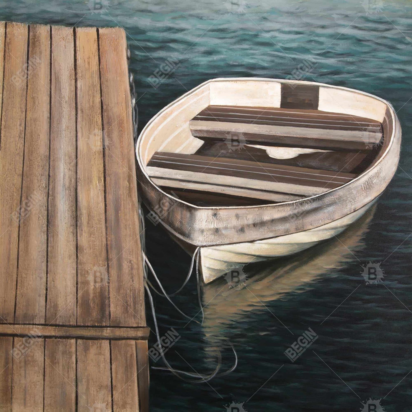 Coastal Bedroom Canvas - Rowboats Framed Art for Home Decor