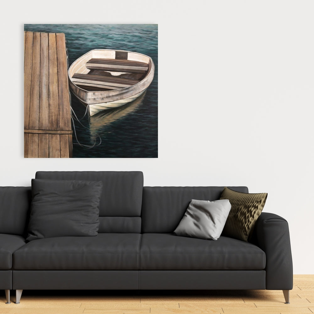 Blue Coastal Rowboat Canvas | Bedroom Wall Art Decor