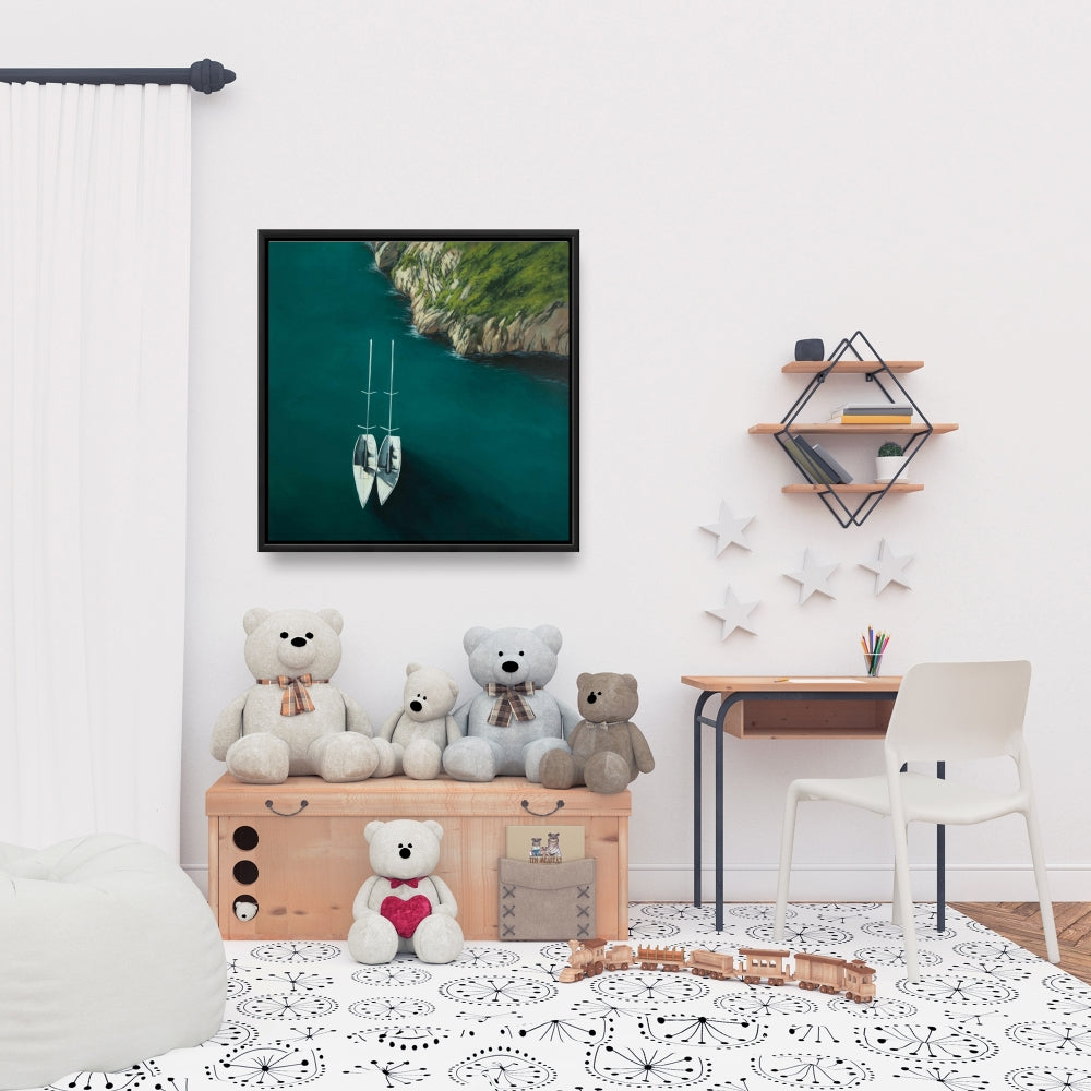 Chambre à coucher « Voilage en douceur » sur le thème de la mer et de la côte | Toile encadrée