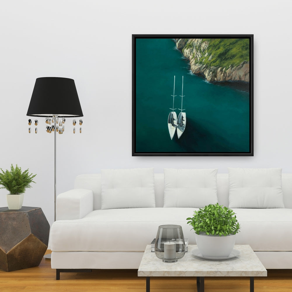 Smooth Sailing Marine Coastal Bedroom | Framed Canvas Decor