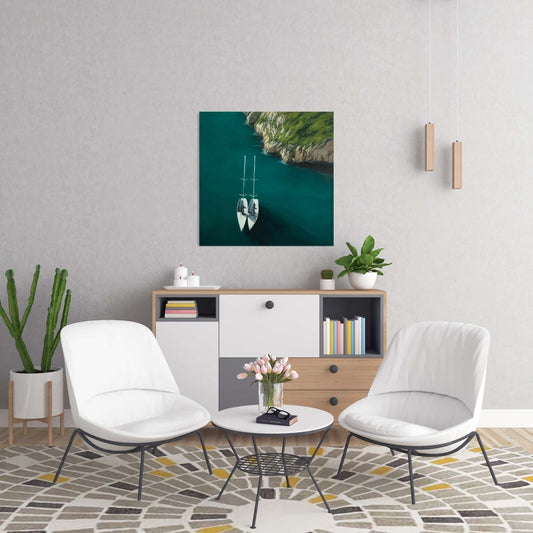 Smooth Sailing Coastal Boat Bedroom Canvas | Home Decor Art