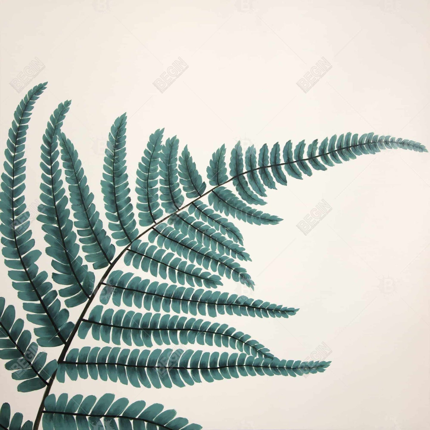 Fern Floral & Botanical Green Bedroom Framed Canvas Decor