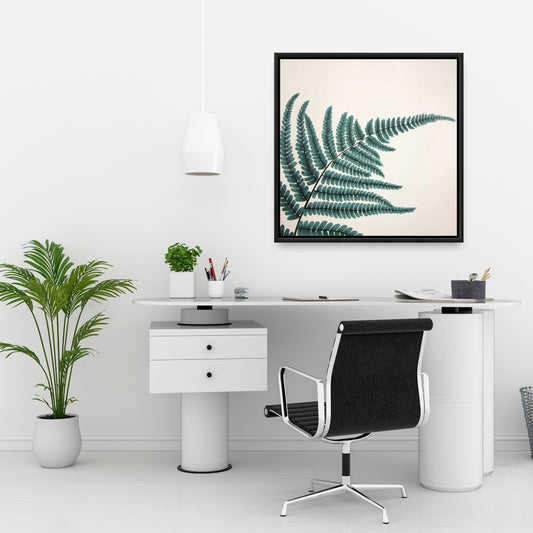Décoration de chambre à coucher encadrée avec motif floral et botanique vert fougère
