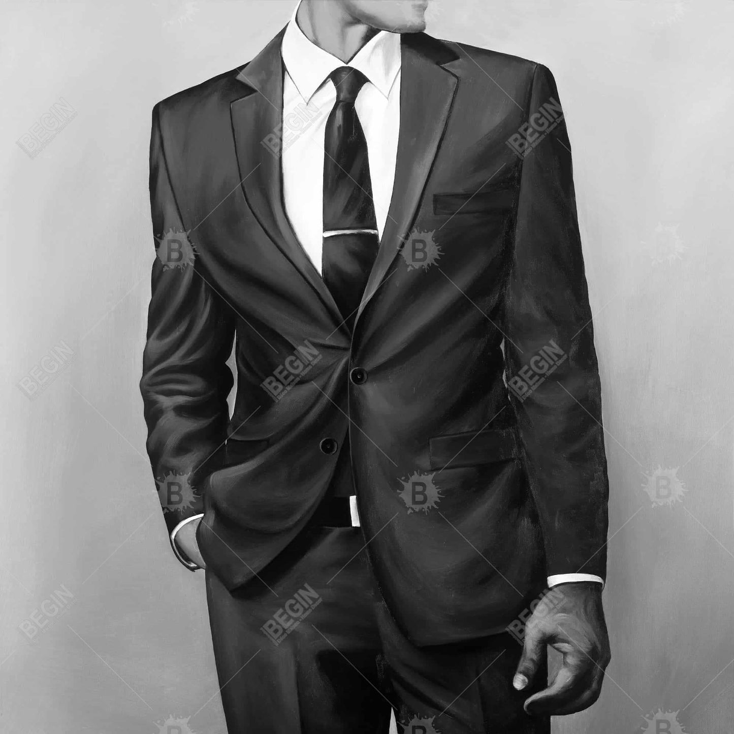 Minimalist Bedroom Decor | White Canvas Man in Great Costume