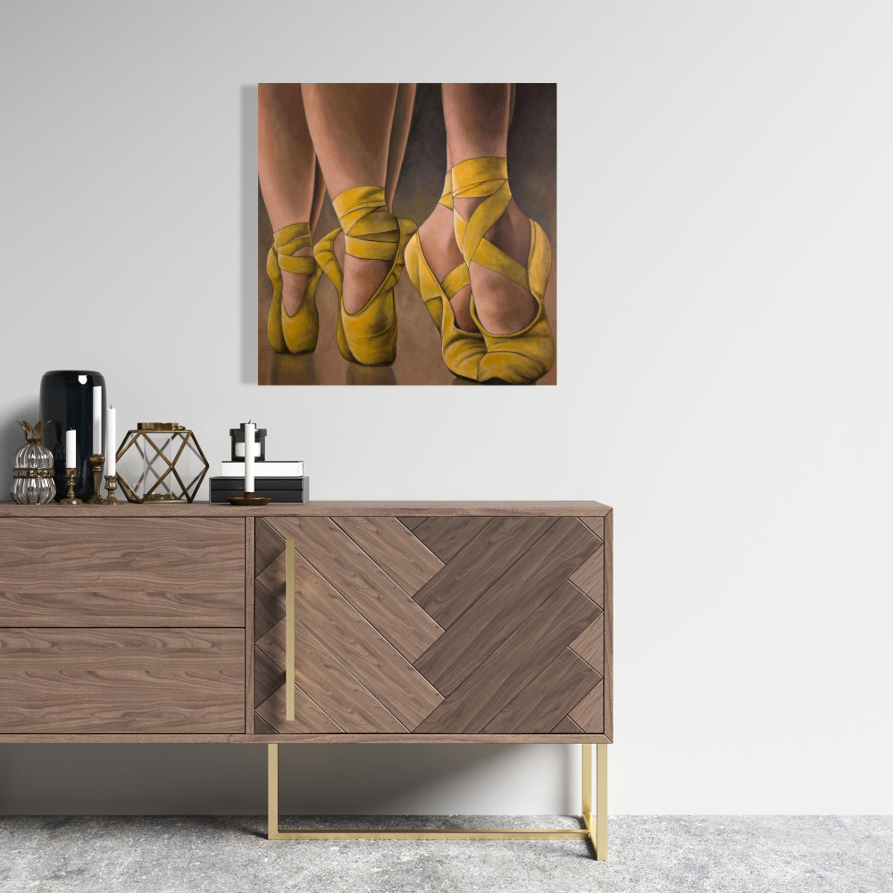 Synchronized Ballerinas Yellow Canvas | Contemporary Wall Art