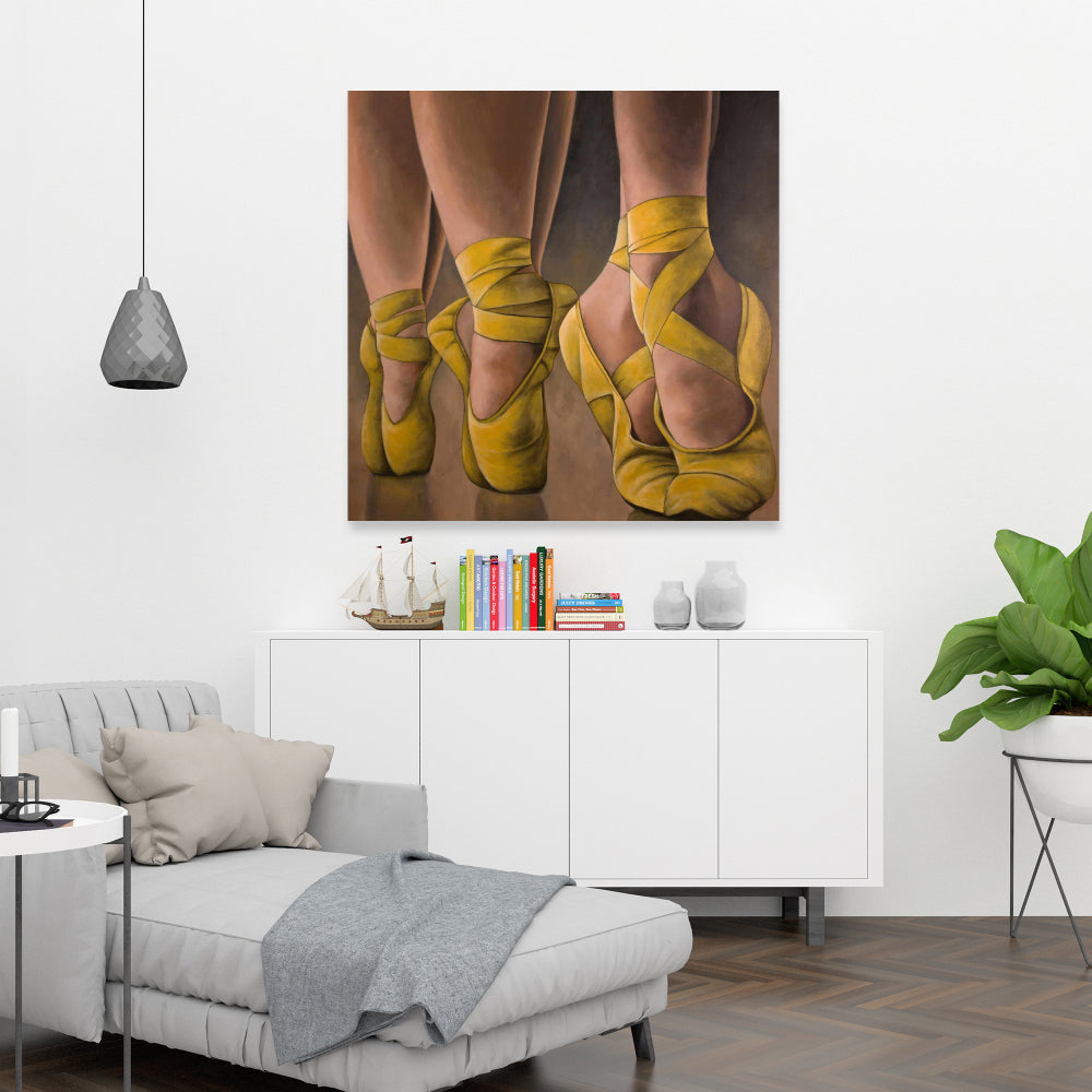 Synchronized Ballerinas Yellow Canvas | Contemporary Wall Art