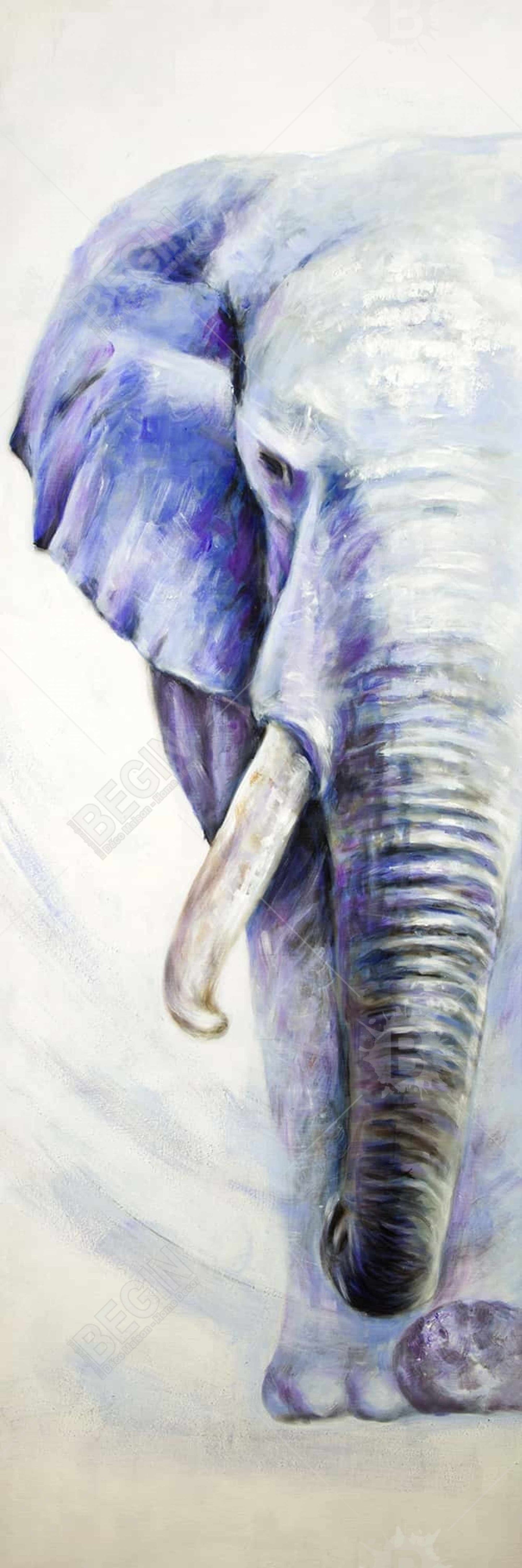Blue Elephant Framed Canvas | Animal Bedroom Decor | Home Art