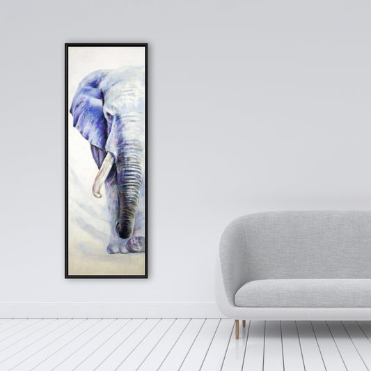 Blue Elephant Framed Canvas | Animal Bedroom Decor | Home Art