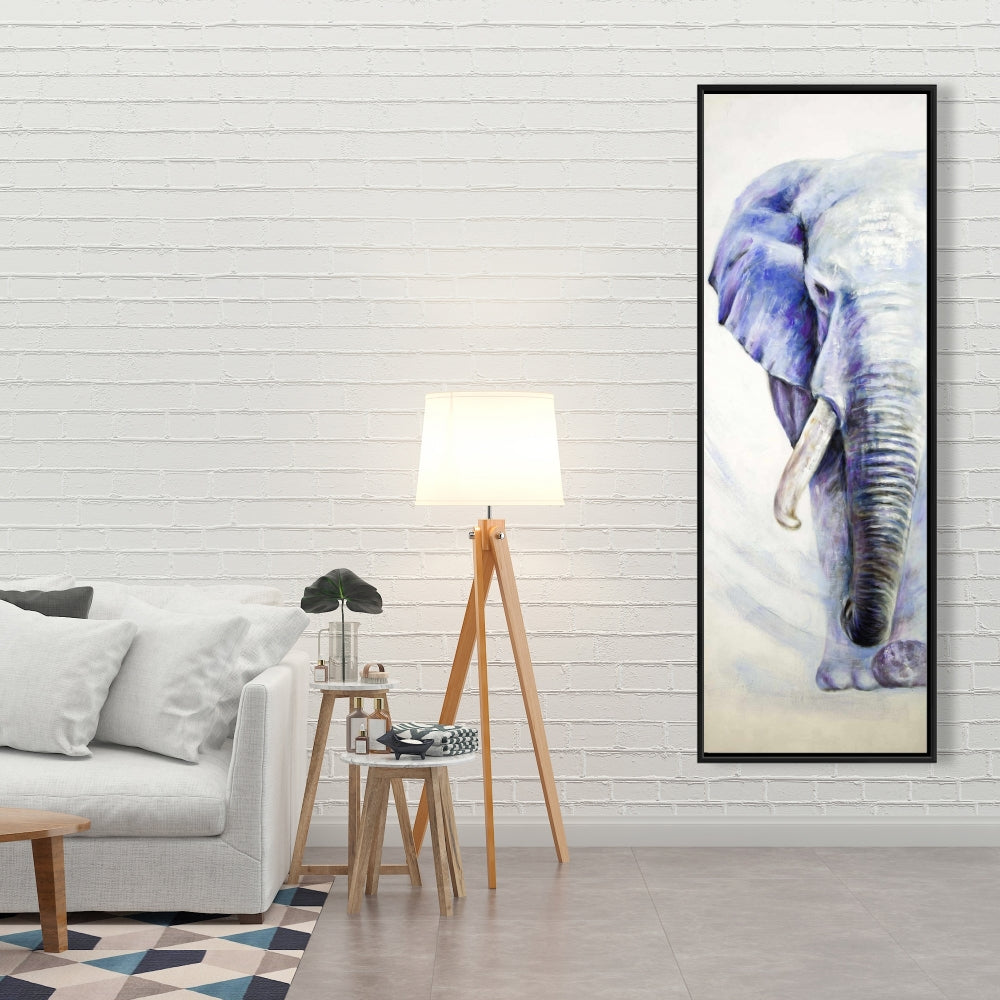 Blue Elephant Framed Canvas | Animal Bedroom Decor | Home Art