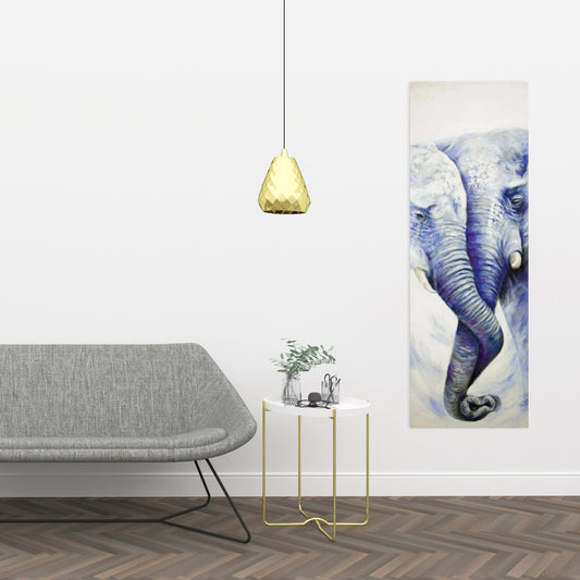 Blue Elephant Romantic Canvas | Elephant Couple Home Decor