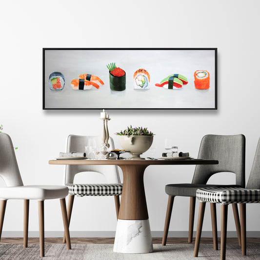 Assortiment de six sushis sur toile | Décoration de cuisine asiatique