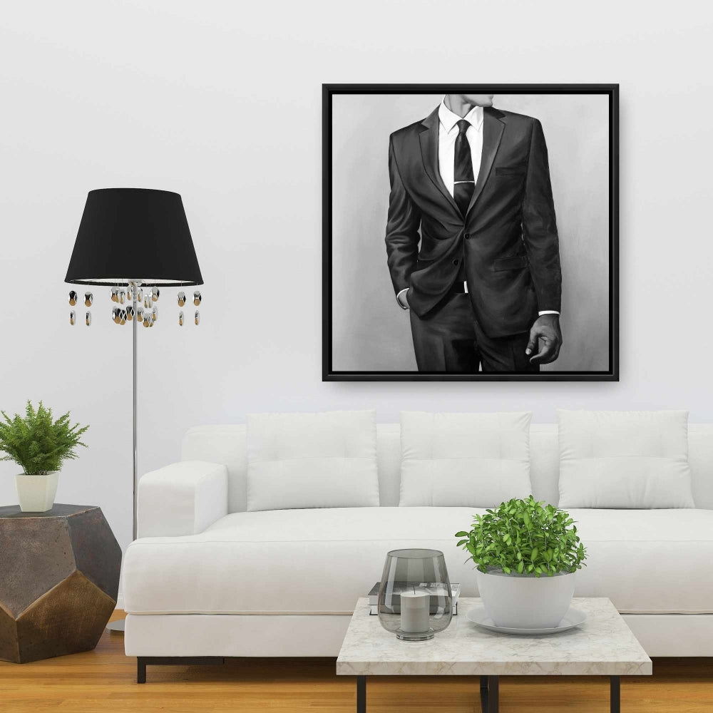 Décoration murale blanche pour chambre à coucher | Toile décorative représentant un homme en costume