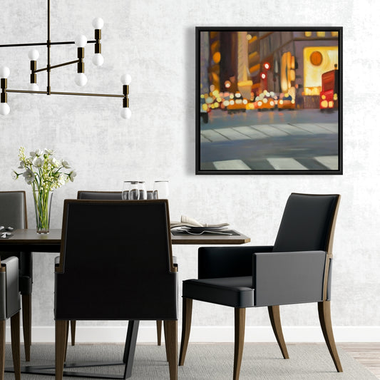 Blurred View of New York Framed Canvas | Living Room Decor