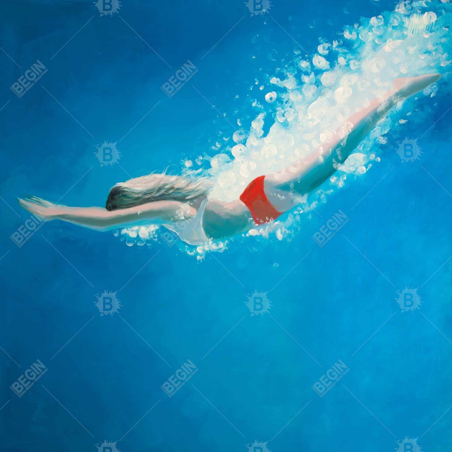 Diving Jump Modern Canvas | Sea Bedroom Decor Framed Art