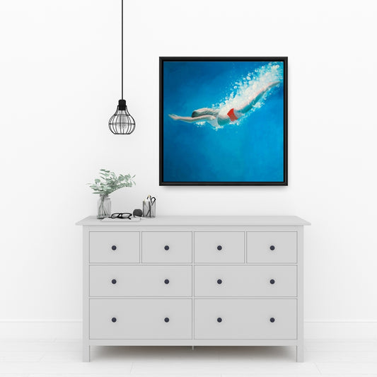Toile moderne « Saut de plongée » | Décoration de chambre sur la mer, art encadré