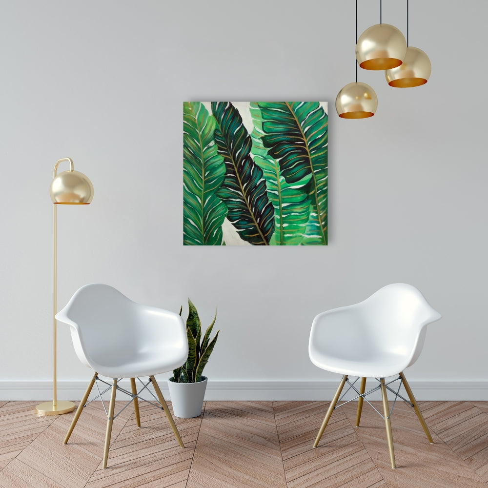 Exotic Plant Leaves Canvas | Floral Botanical Bedroom Decor