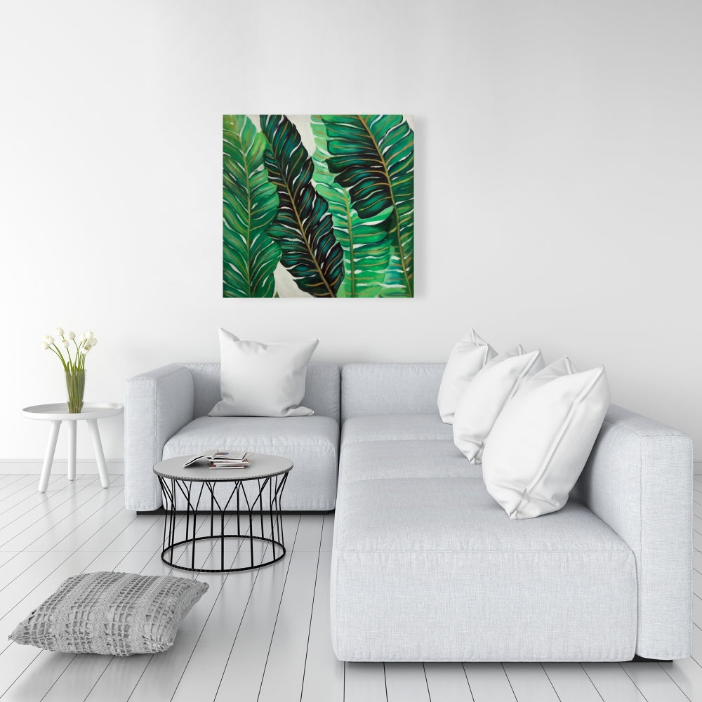 Exotic Plant Leaves Canvas | Floral Botanical Bedroom Decor