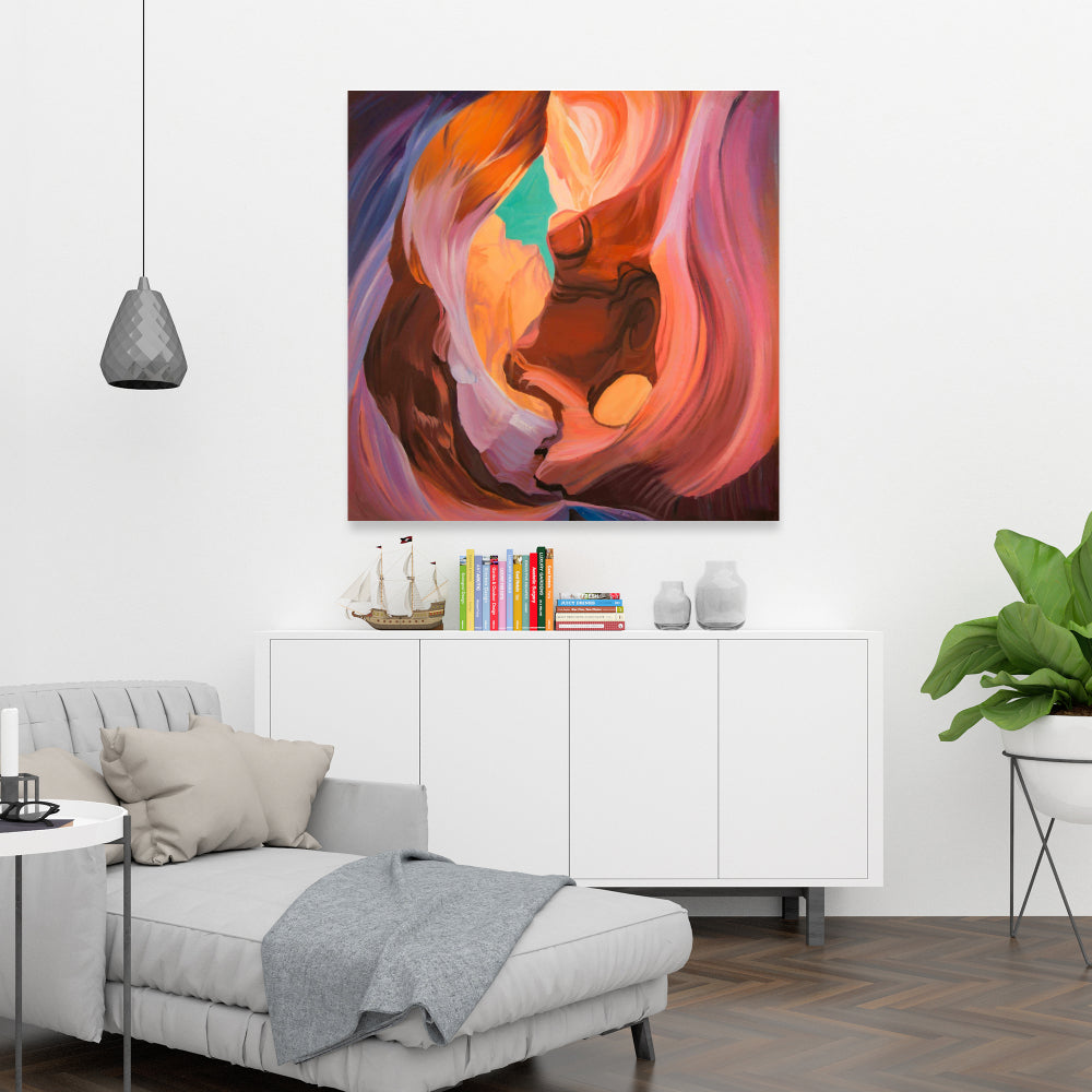 Inside View of Antelope Canyon Blue Canvas - Home Decor